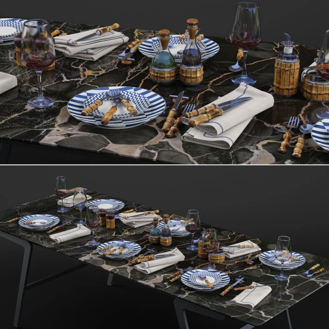 lorenzi milano bamboo dining tableware set 3d 3D Model .c4d .max .obj .3ds .fbx .stl .blend 
