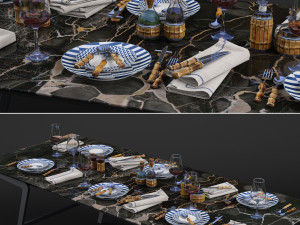 lorenzi milano bamboo dining tableware set 3d Modello 3D