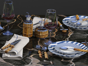 lorenzi milano bamboo dining tableware set 3d 3D Model