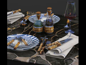 lorenzi milano bamboo dining tableware set 3d 3D Model