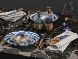 lorenzi milano bamboo dining tableware set 3d 3D Model