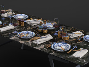 lorenzi milano bamboo dining tableware set 3d 3D Model