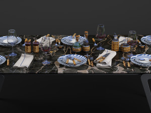 lorenzi milano bamboo dining tableware set 3d 3D Model
