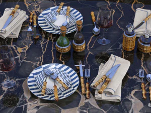 lorenzi milano bamboo dining tableware set 3d 3D Model