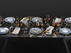 lorenzi milano bamboo dining tableware set 3d 3D Model