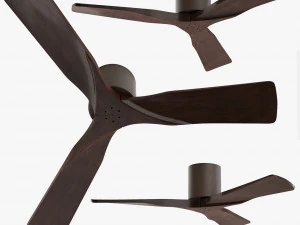 Matthews Irene ventilador de techo Hugger de 3 aspas en bronce y nogal Modelo 3D