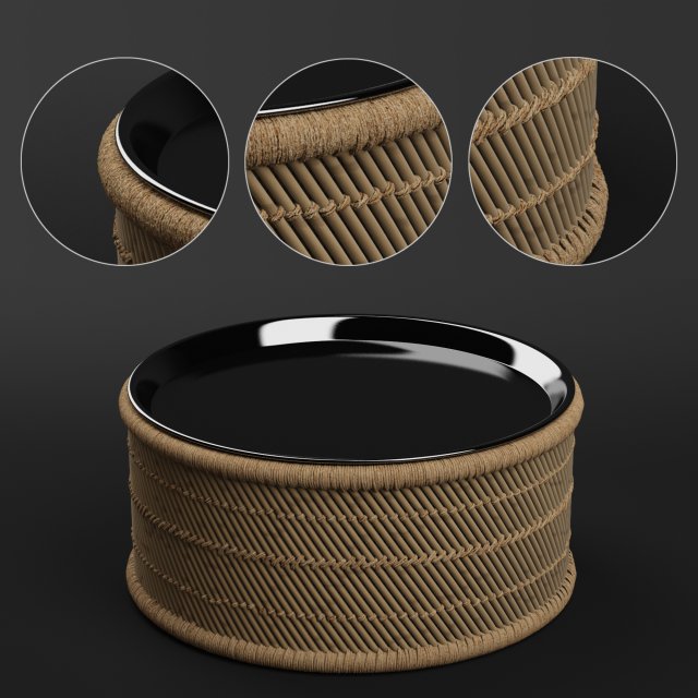 market round navy tray bamboo coffee table Modello 3D .c4d .max .obj .3ds .fbx .stl .blend 