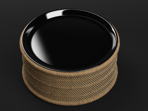 market round navy tray bamboo coffee table Modello 3D