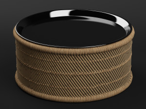 market round navy tray bamboo coffee table Modello 3D