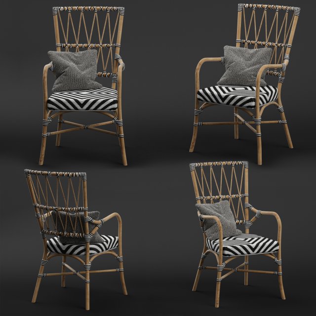 criss cross black white rattan cafe chair Modèle 3D .c4d .max .obj .3ds .fbx .stl .blend 