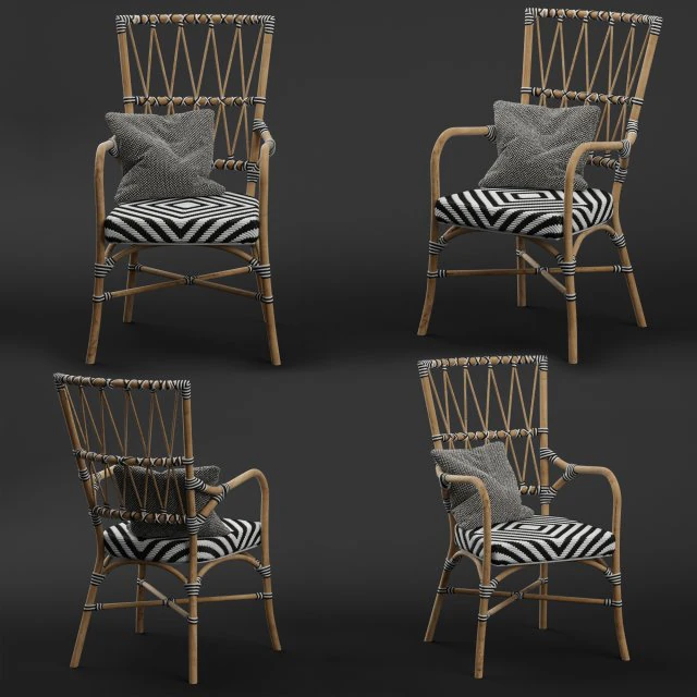 criss cross black white rattan cafe chair 3D Model .c4d .max .obj .3ds .fbx .stl .blend 
