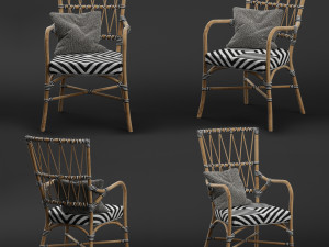 criss cross black white rattan cafe chair 3D मॉडल