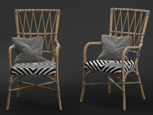 criss cross black white rattan cafe chair Modèle 3D