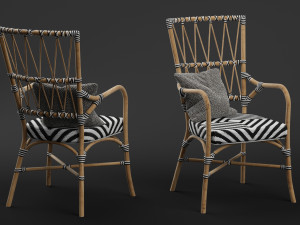 criss cross black white rattan cafe chair Modèle 3D