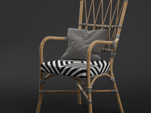 criss cross black white rattan cafe chair Modèle 3D