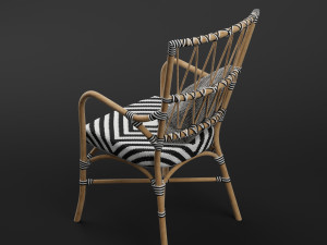 criss cross black white rattan cafe chair Modèle 3D