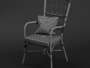 criss cross black white rattan cafe chair 3D Model