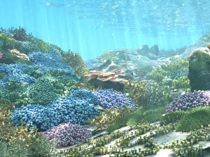 cartoon underwater coral reef habitat ocean version 2 3D Model
