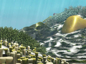 cartoon underwater coral reef habitat ocean version 2 3D Model
