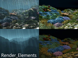 cartoon underwater coral reef habitat ocean version 2 3D Model