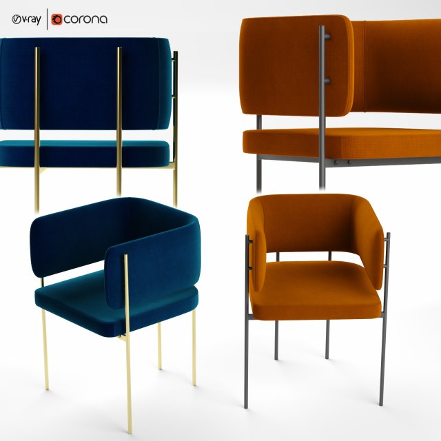 crescent armchair by derlot editions Model 3D .c4d .max .obj .3ds .fbx .stl .blend