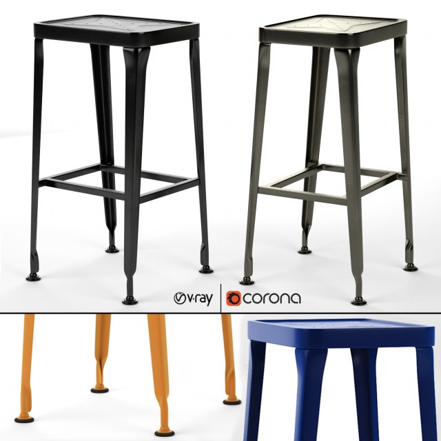 carbon bar stool industry west 3D Модель .c4d .max .obj .3ds .fbx .stl .blend 