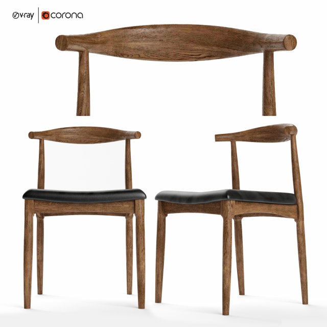 byron chair industry west - copenhagen chair walnut 3D 模型 .c4d .max .obj .3ds .fbx .stl .blend 