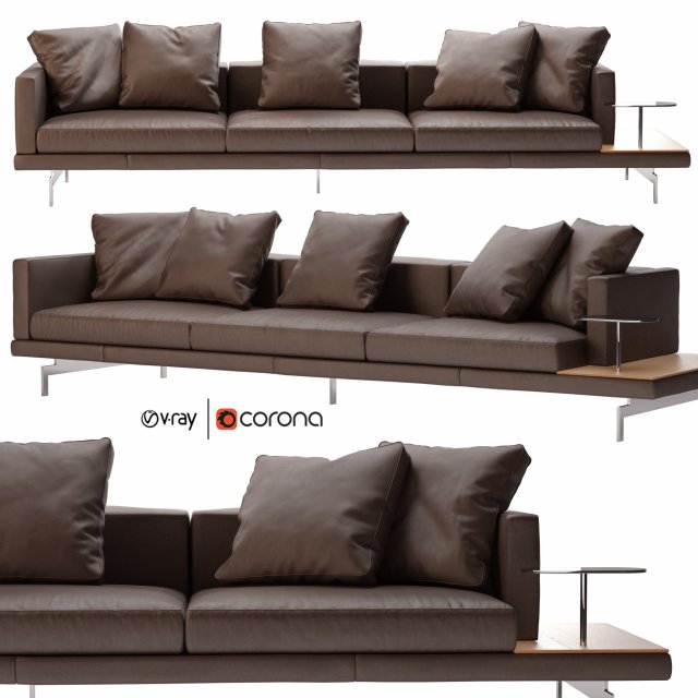 dock leather sofa by b and b italia 3D Модель .c4d .max .obj .3ds .fbx .stl .blend