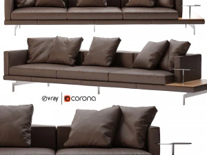 dock leather sofa by b and b italia 3D Model