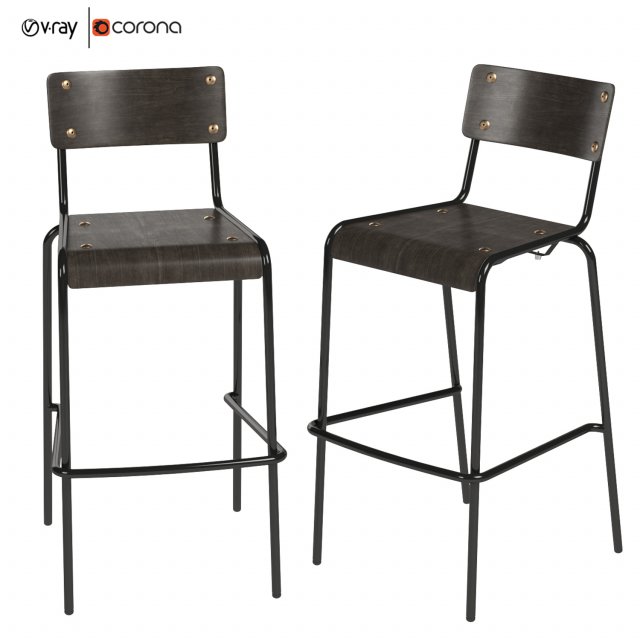 agape bar stool industry west 3D Модель .c4d .max .obj .3ds .fbx .stl .blend 