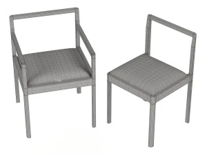 poltrona densa e cadeira de jantar Modelo 3D