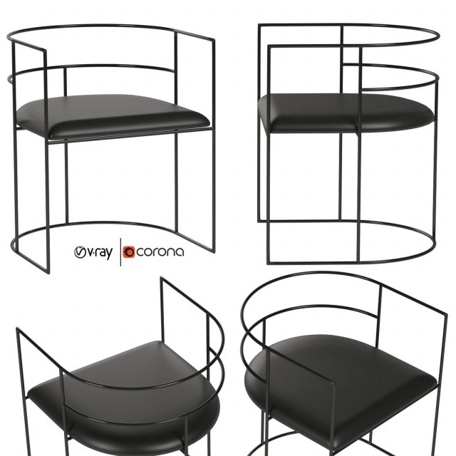 steel rod armchair 3D Modell .c4d .max .obj .3ds .fbx .stl .blend 
