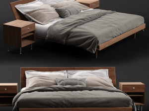 nelson thin edge bed with bedside table 3D Model