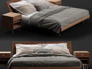 nelson thin edge bed with bedside table 3D Model