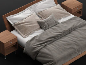 nelson thin edge bed with bedside table 3D Model