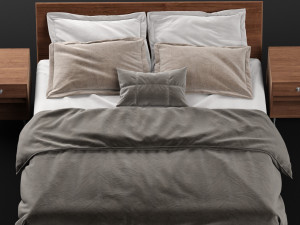 nelson thin edge bed with bedside table 3D Model