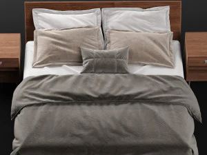 nelson thin edge bed with bedside table 3D Model