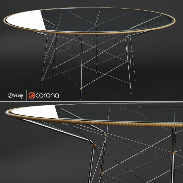 whisk glass top dining table round 180 3Dモデル .c4d .max .obj .3ds .fbx .stl .blend