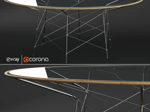 венчик обеденный стол со стеклянной столешницей круглый 180 3D Модель