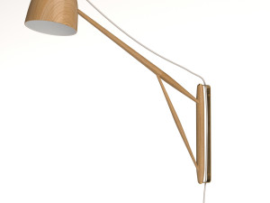 white oak crane wall swing lamp Model 3D