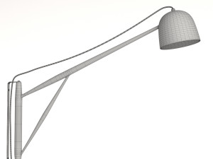 white oak crane wall swing lamp Model 3D