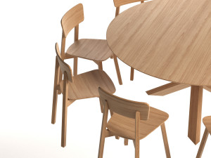 oak casale dining chair with mikado round table 3D Model