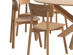 oak casale dining chair with mikado round table 3D Model