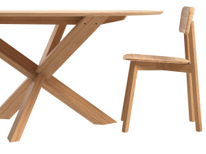oak casale dining chair with mikado round table 3D Model