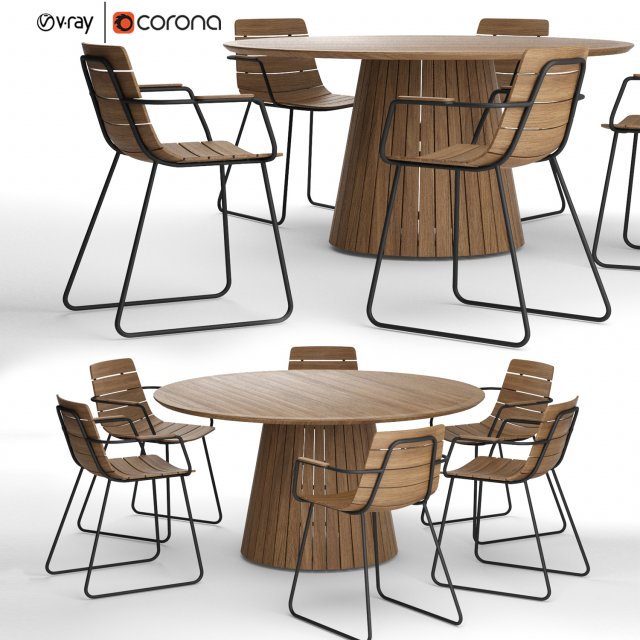 outdoor whirl round table with gloster william dining armchair Modèle 3D .c4d .max .obj .3ds .fbx .stl .blend 