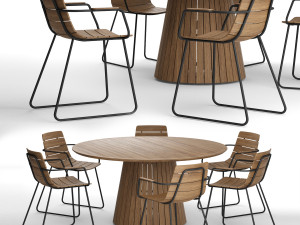 outdoor whirl round table with gloster william dining armchair 3D Model