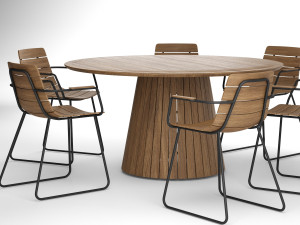 outdoor whirl round table with gloster william dining armchair Modèle 3D