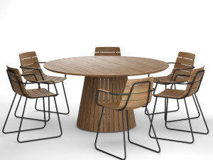 outdoor whirl round table with gloster william dining armchair Modèle 3D