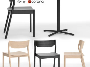 Мандариновый стул со столиком из морисона 3D Модель