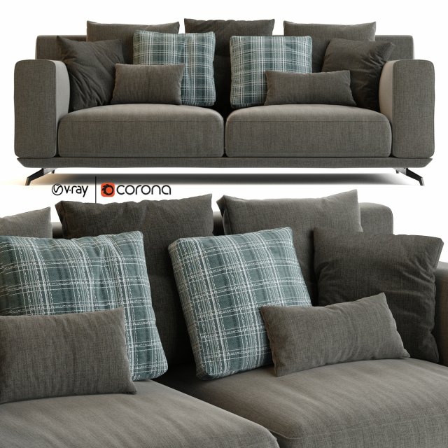 dalton sofa 3D Модель .c4d .max .obj .3ds .fbx .stl .blend 
